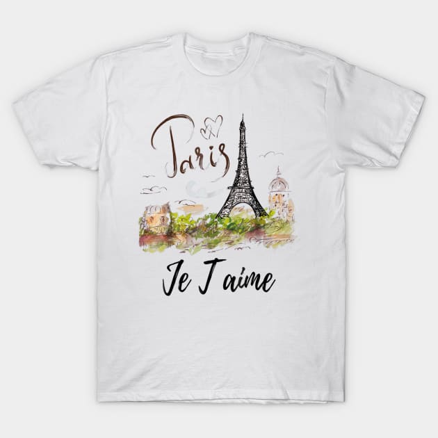 Eiffel Tower Paris Shirt Vintage I Love Paris France T-Shirt by martinyualiso